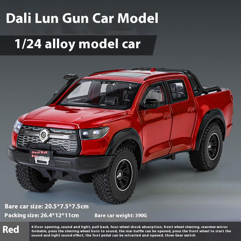 

1:24 Great Wall Motor GWM Cannon POER Off Road SUV литой сплав модель автомобиля звук и свет детский подарок украшение подарок мальчик красный