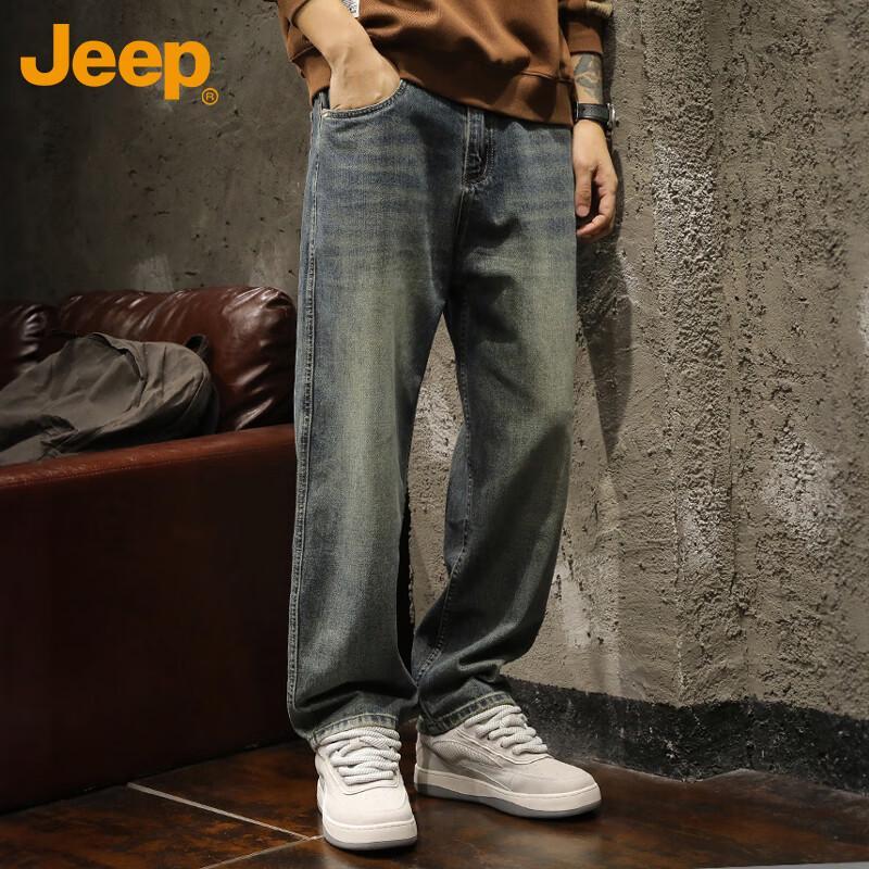 Jeep Men's Straight Loose Fit Casual Jeans