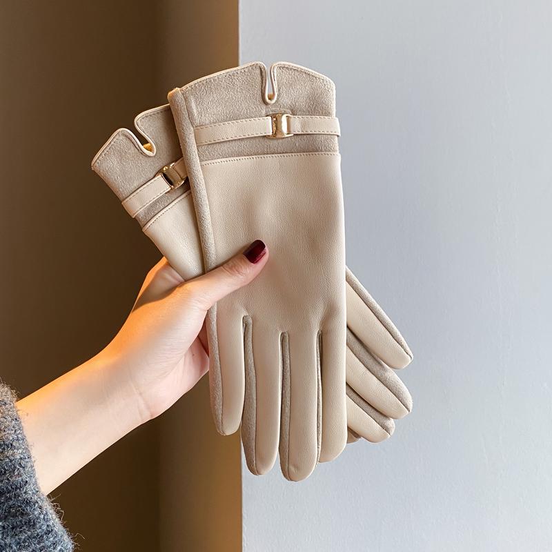 Women's Fingerless Faux Leather Winter Gloves - Thick Velvet Lining, Cold-Proof for Cycling & Driving