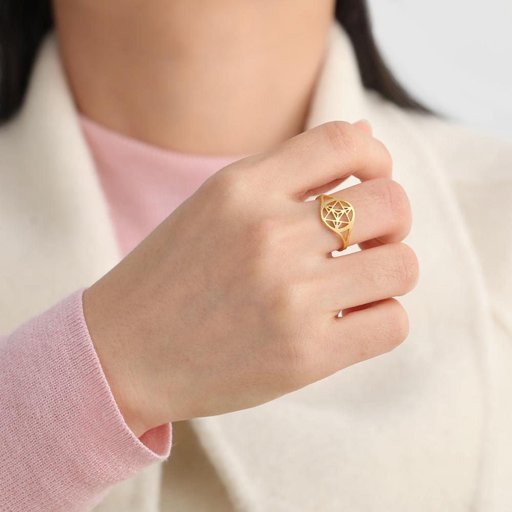 Dawapara Merkaba Star Ring Sacred Geometry Wedding Band Mystical Symbol Protection Amulet Stainless Steel Spiritual Jewelry