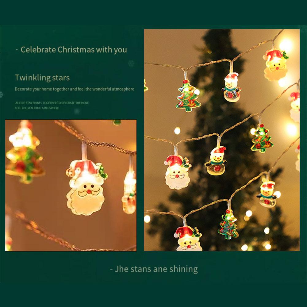 LED Christmas string lights 6 meter USB powered with Santa snowflakes and Christmas tree shapes for decoration