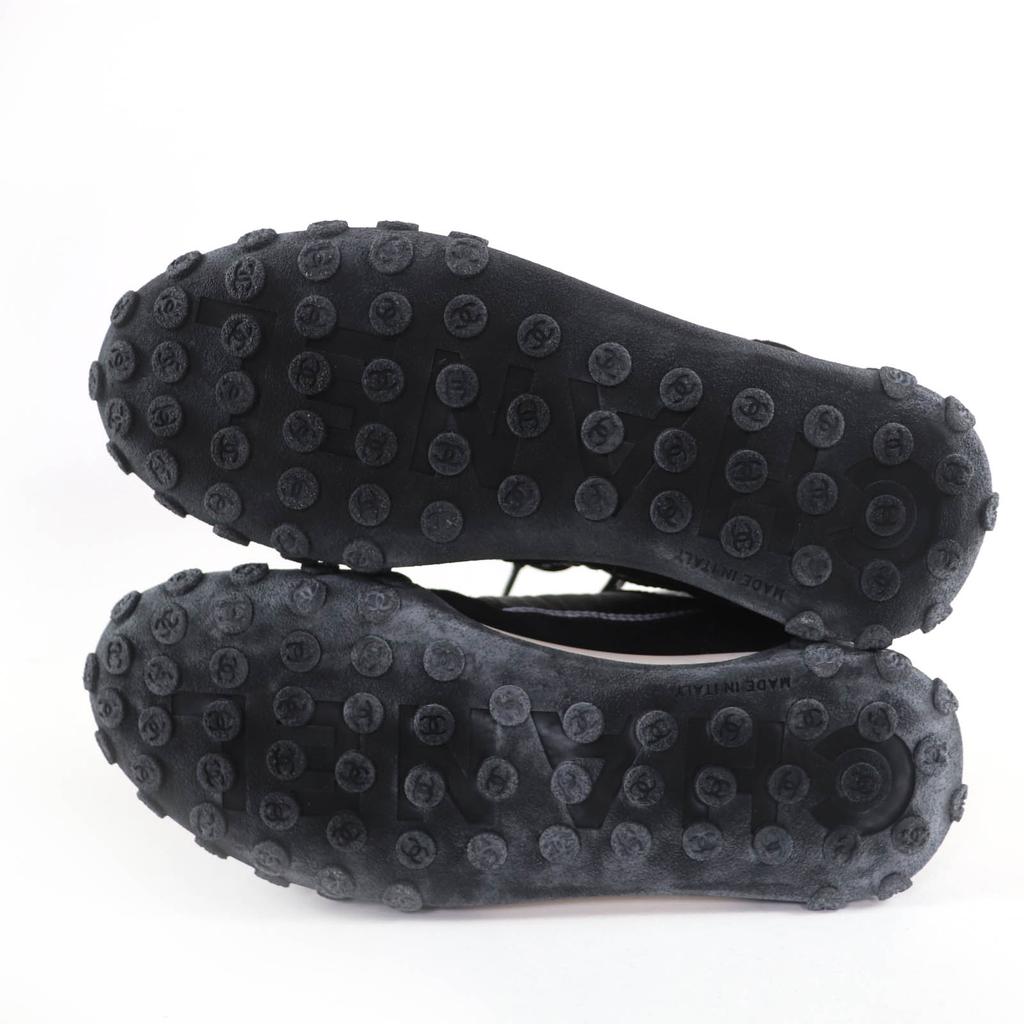 Pristine CHANEL Low cut sneakers Logo design black leather 36 G34086 Used