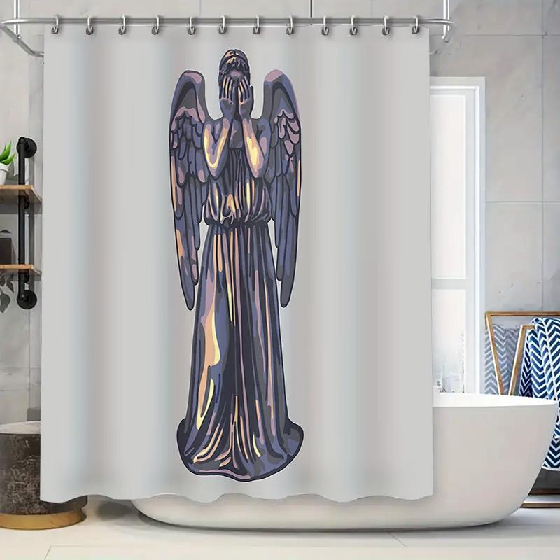 

Gothic Angel Shower Curtain Dark Victorian Home Decor Vintage Halloween Bathroom Set Spooky Ethereal Wall Art W60H190(CM)-1 Pcs