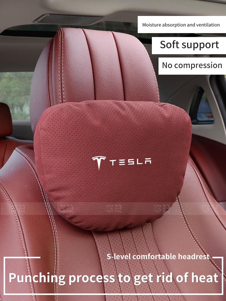 Car Headrest Neck Support Seat Lumbar cushion Breathable Soft Neck Pillow Waist pad For Tesla Model 3 Model Y Model S Model X