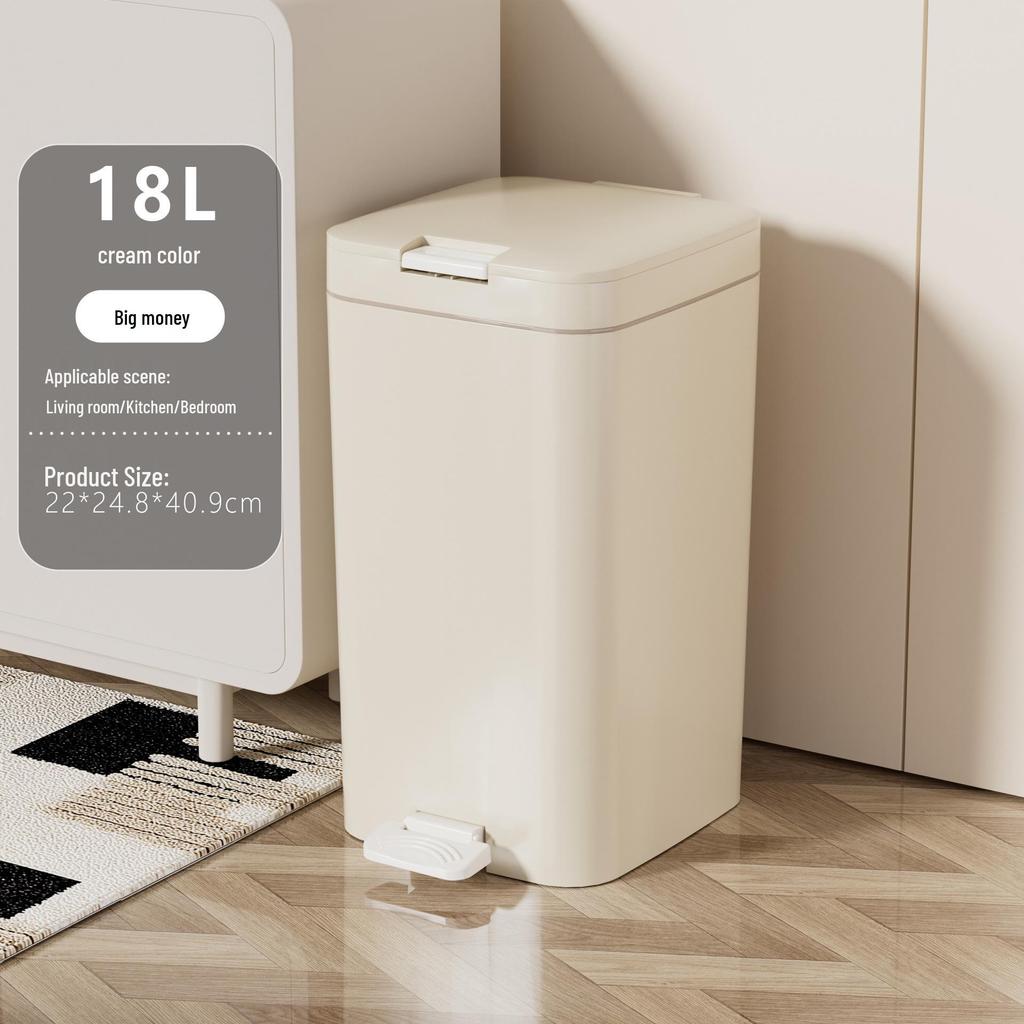 High-End Large Capacity Plastic Foot Pedal Trash Can for Bathroom and Living Room