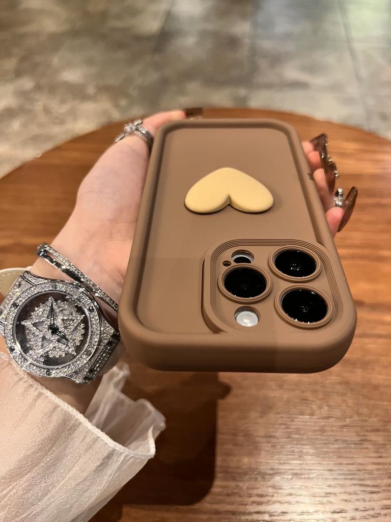 Cute 3D Love Heart Phone Case For 11 13 12 14 15 Pro Max 15 Plus Cases Camera Protection Silicone Shockproof Soft TPU Back Cover