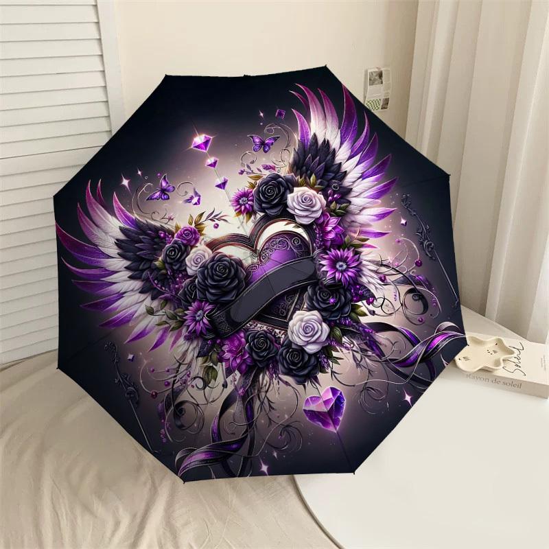 

1PC Heart Wings Umbrella-8-Rib Reinforced, Automatic Open, Lightweight & Durable, Cute Fashion Accessory for Outdoor-W9240