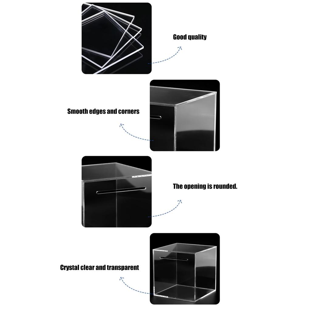 Acrylic Transparent Money Jar Clear View Savings Progress One Way Coin Slot Home Decoration