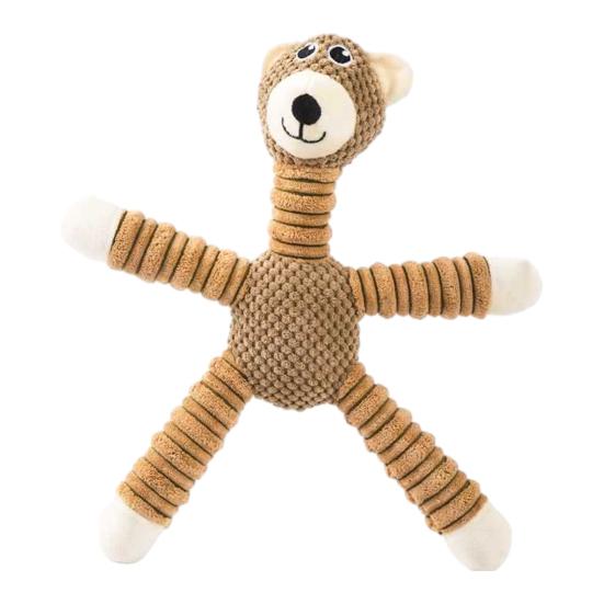 

Teething Toy Puppies Animal Plush Chew Toy with Shape Soft Sound Maker Interactive Dog коричневый