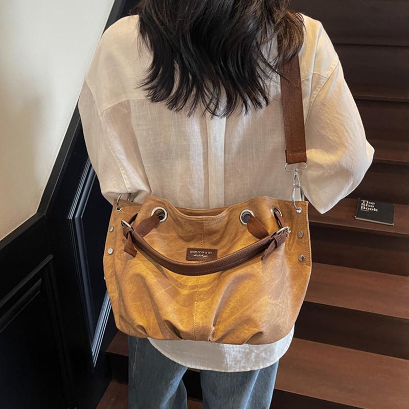 Yogodlns Fashion Minimalist PU Leather Shoulder Bag Casual Large Capacity Tote Bag For Women's Trendy Large Commuting Handbag