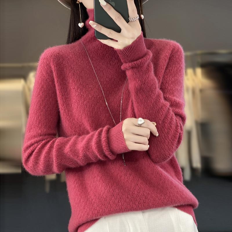 Damen Rollkragenpullover, Qinghe Kaschmir, 30% Kaschmir 70% Wolle, Winter Strickpullover Herbstpullover Kaschmirpullover