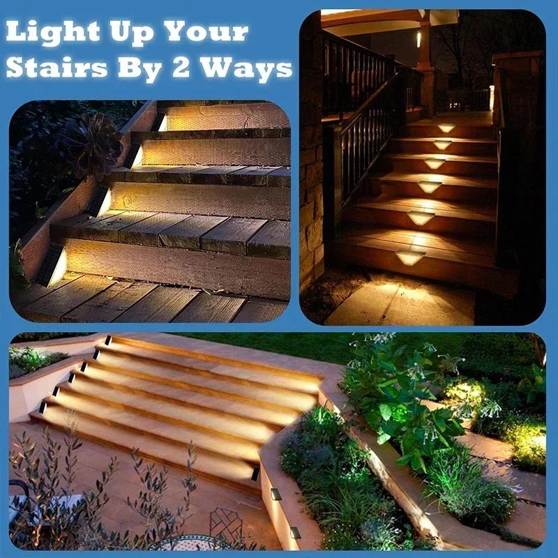 Solar Deck Lights Fen Lights Outdoor Step Lights Waterproof Solar Lights for Railing Stairs Step Fen Yard Patio and Pathway