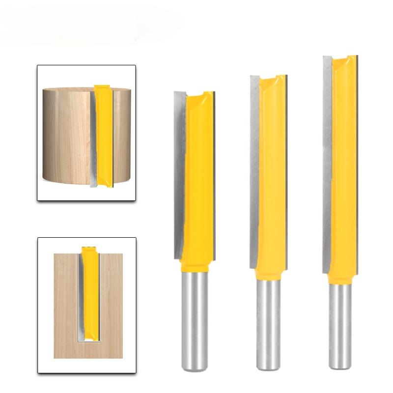 Allsome 8MM Shank Cove 1/2 Double Edge Extended Straight Blade Trimming Cutter Slotting Woodworking Milling Cutter Engraving Machine