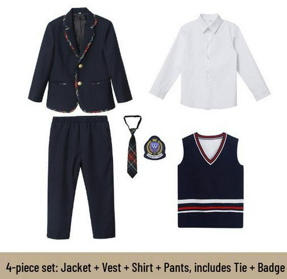 Kinder Schuluniform im britischen Stil: Frühling/Herbst Kindergarten & Grundschule Aufführung Festliche Kleidung Set