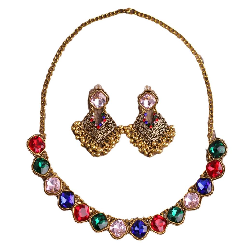 Fashion European and American Luxury Design Niche Jewelry Set Dinner Bride Accessories Necklace Retro Fringed Earrings