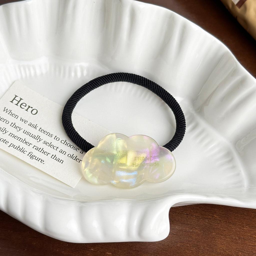Fashionable And Stylish Acetate Cloud Hair Tie With Gold Accent And Elegant Hair Clip