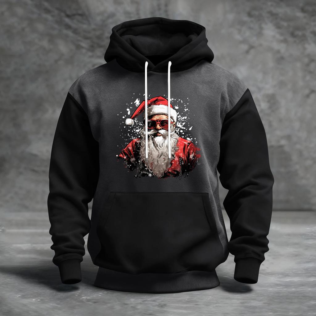 Herren Weihnachten Print Colorblock Kapuzenpullover Lässig Sport Komfort Sweatshirt