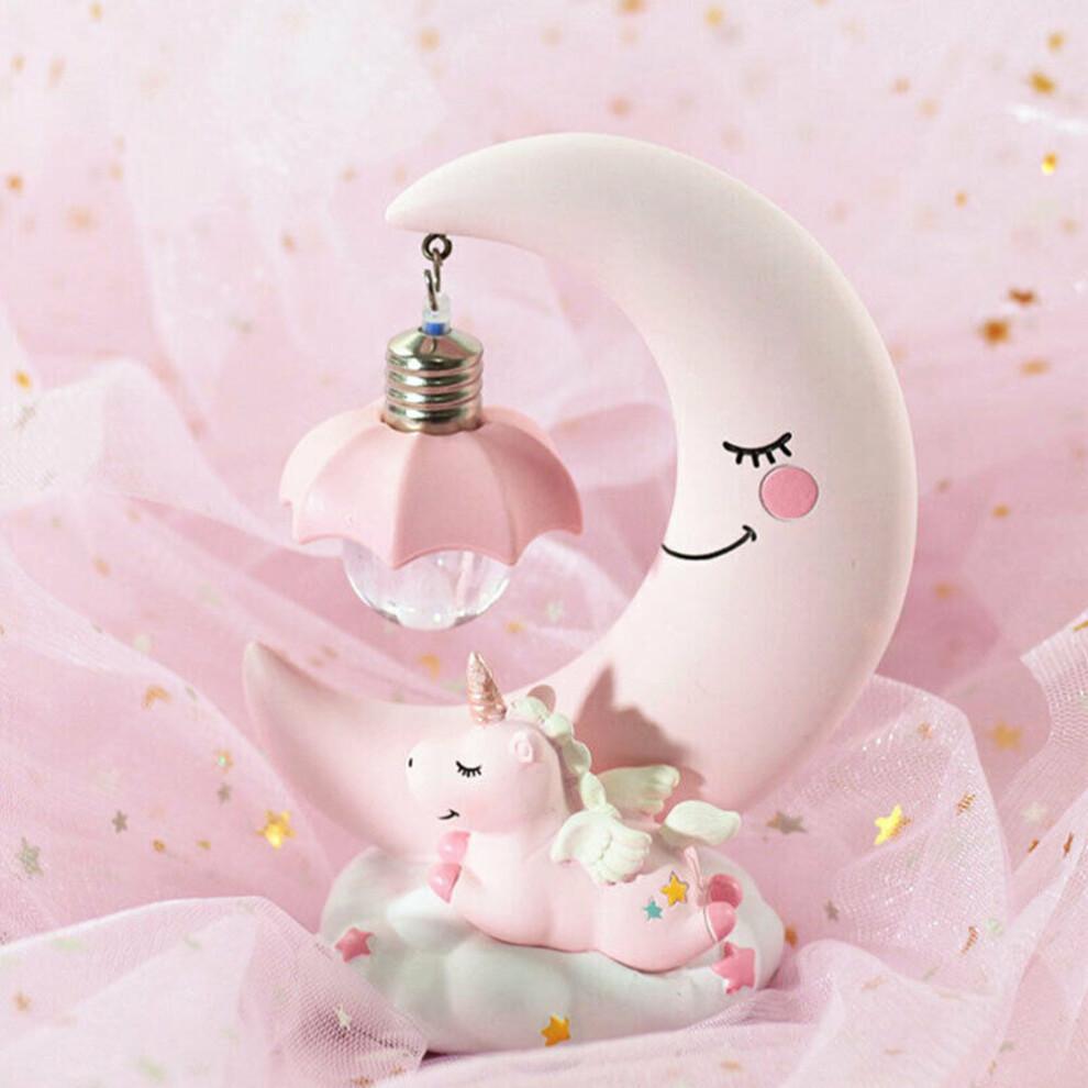 LED 3D Unicorn Bedside Desk Lamp Night Light Moon Lights Kids Bedroom