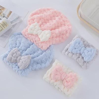 Thickened Super Absorbent Quick-Dry Hair Cap with Bow Princess Shower Headscarf