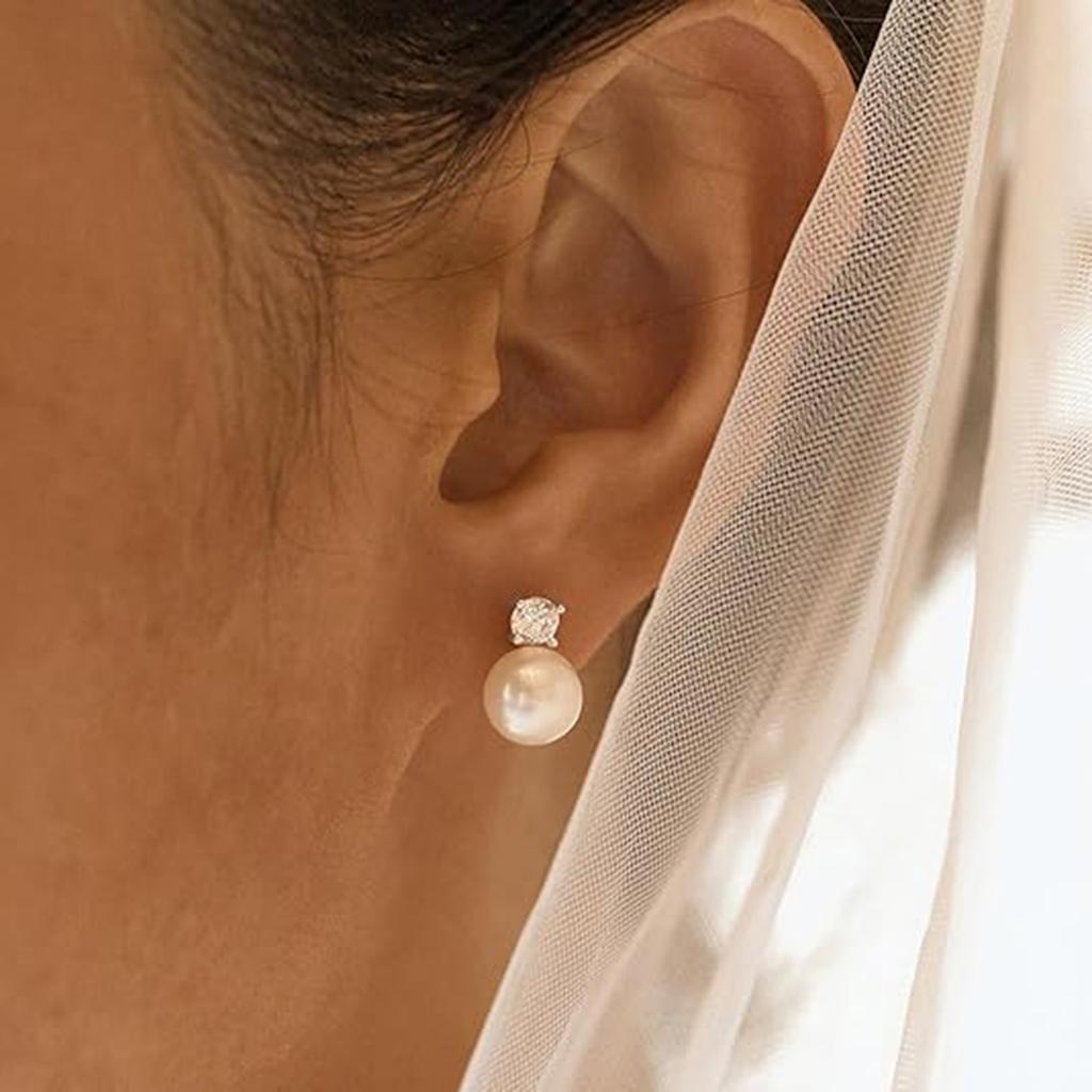 Yori Delicate AAA Shiny Cubic Zirconia Pearls Stud Earrings PVD Plated Water Proof Fashion Earrings for Women Bijoux