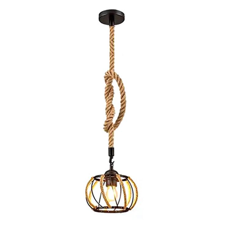 Retro Woven Hemp Rope Pendant Light for Home & Restaurant