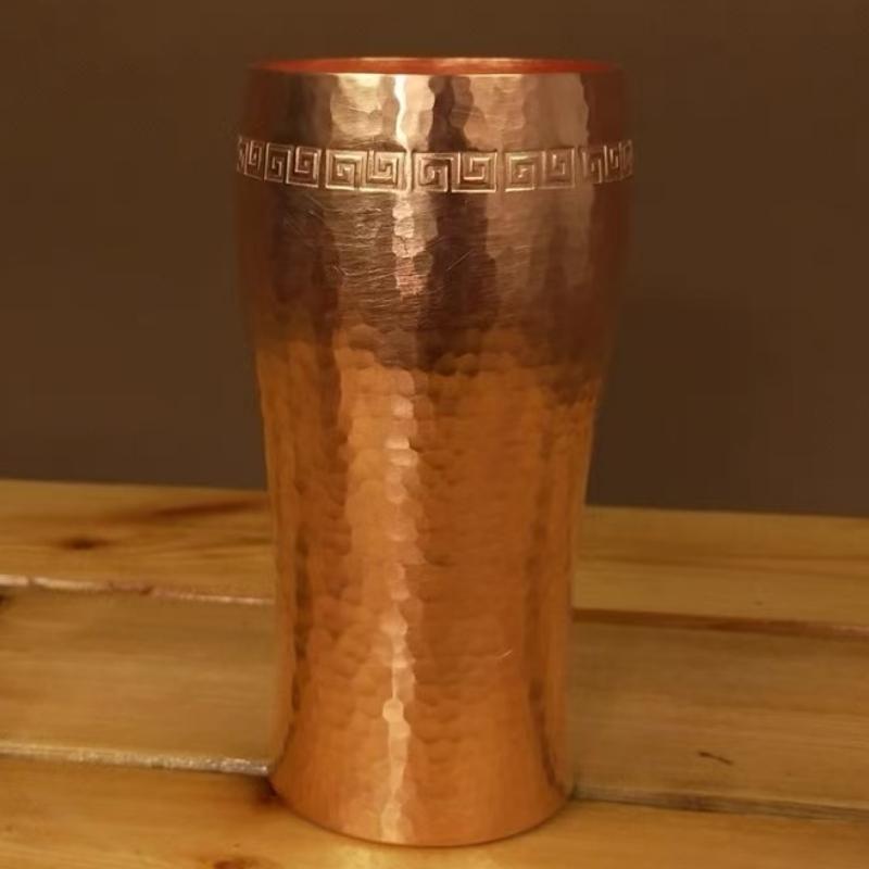 Pure Copper Coffee Cup,Handcrafted Engraving Hammer Texture 500 ml Milk Moscow Mule Tumbler Beer Mug,Vintage Tea Water Tableware