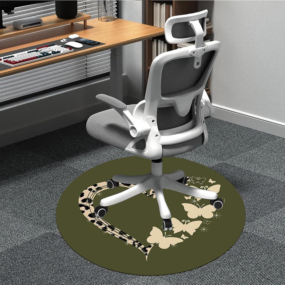 

1pc Butterfly Heart Office Round Area Rug, Indoor Mat Suitable ForOffice, Under Office Chairs Bedroom Living Room Home Decor T194 80cm by 80cm