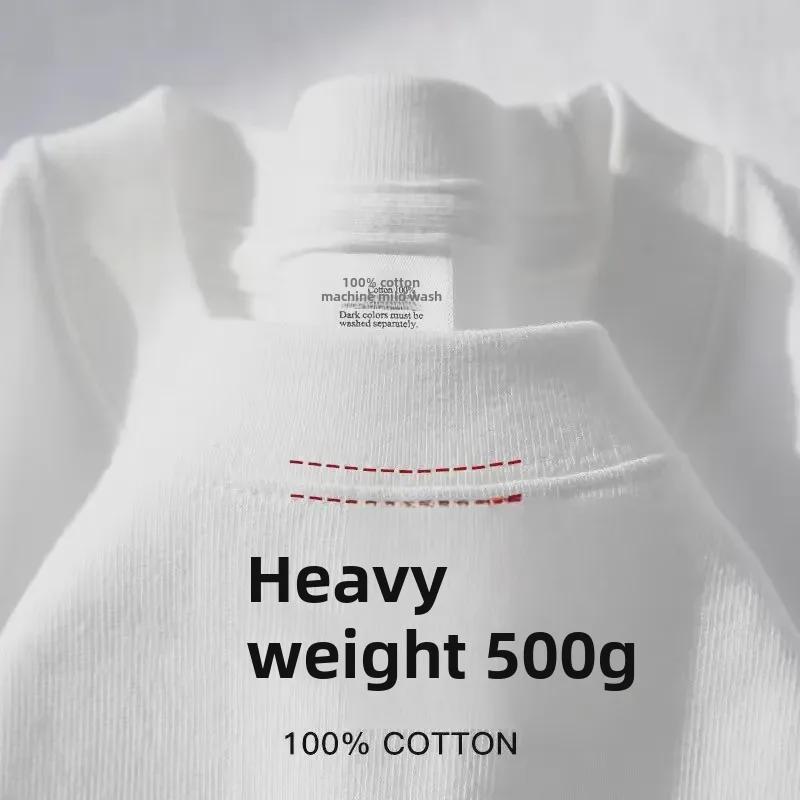 

320г Важка Біла Бавовняна Футболка з Коротким Рукавом для Чоловіків та Жінок - Щільна, Непрозора, Вільного Крою, Ідеальна для Літа. M [110-130 jin]