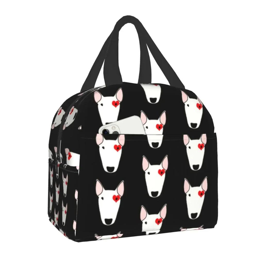 Bull Terrier With Flowers Lunch Box for Women Kids Multifunction Pet Dog Cooler Thermal Food Insulated Lunch Bag Office Work