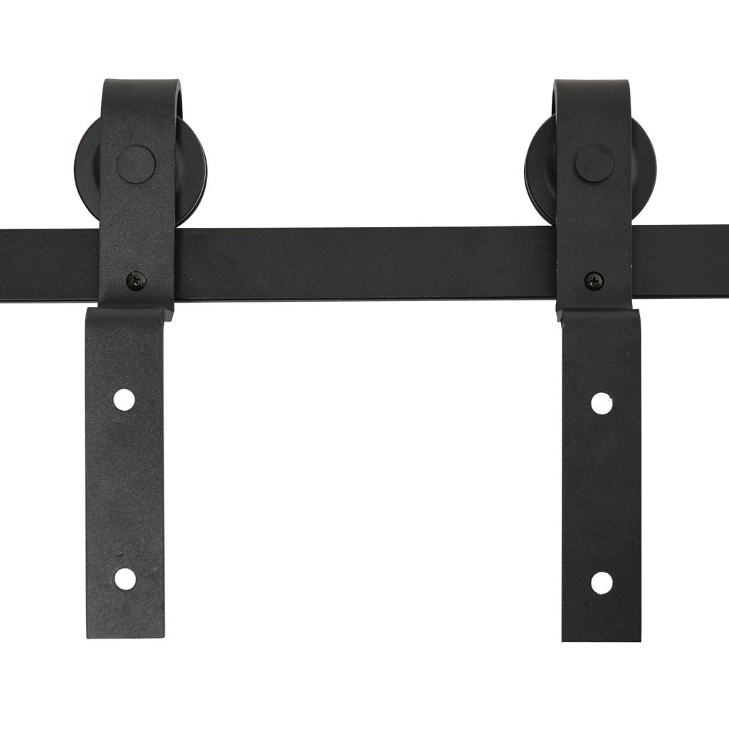 Sliding Door Hardware Kit, 200 cm, Carbon Steel, 2 Wooden Doors, Black