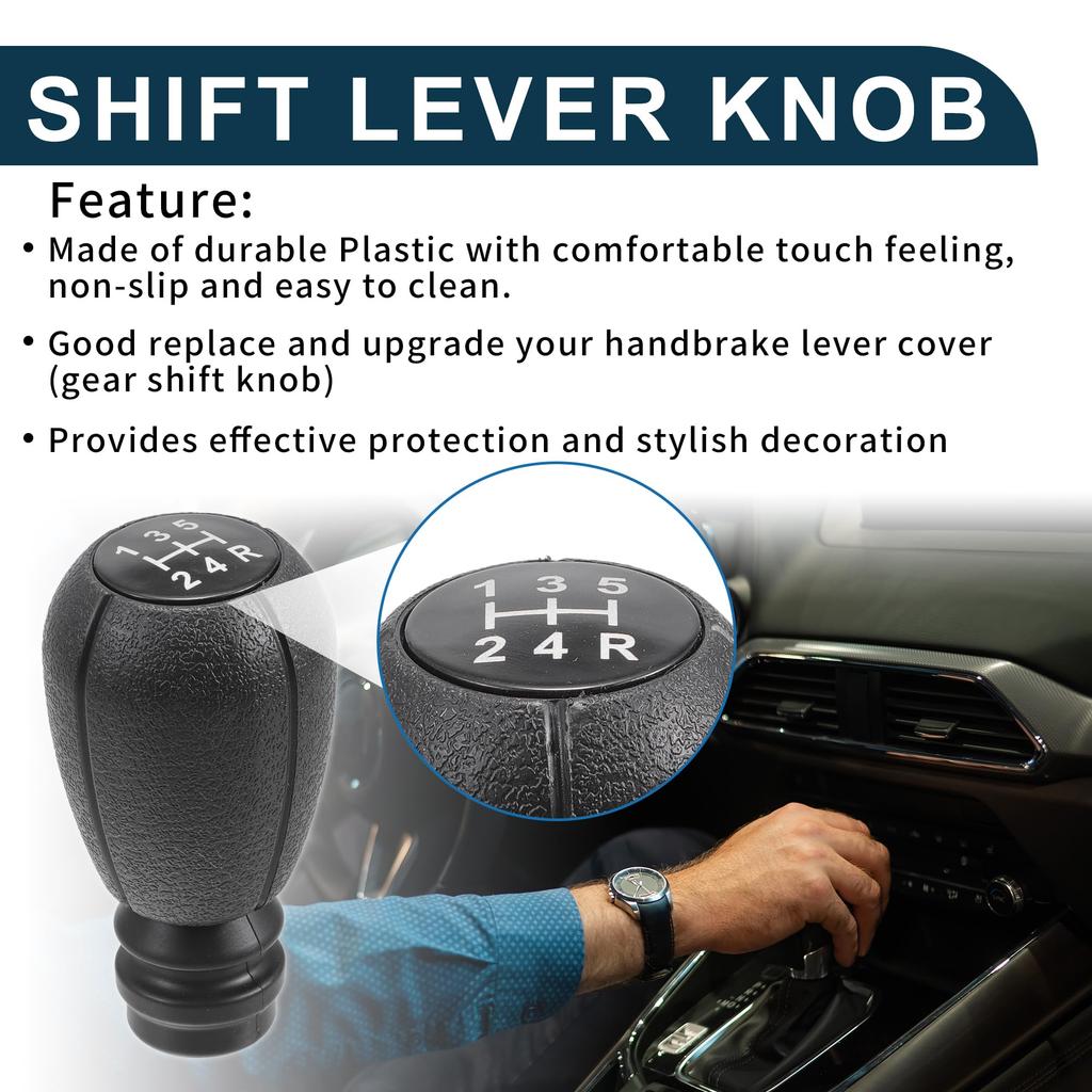 TUCKBOLD Manual Gear Shift Knob for Peugeot 306 Black Plastic 5-Speed 1994-2002 (1pc)