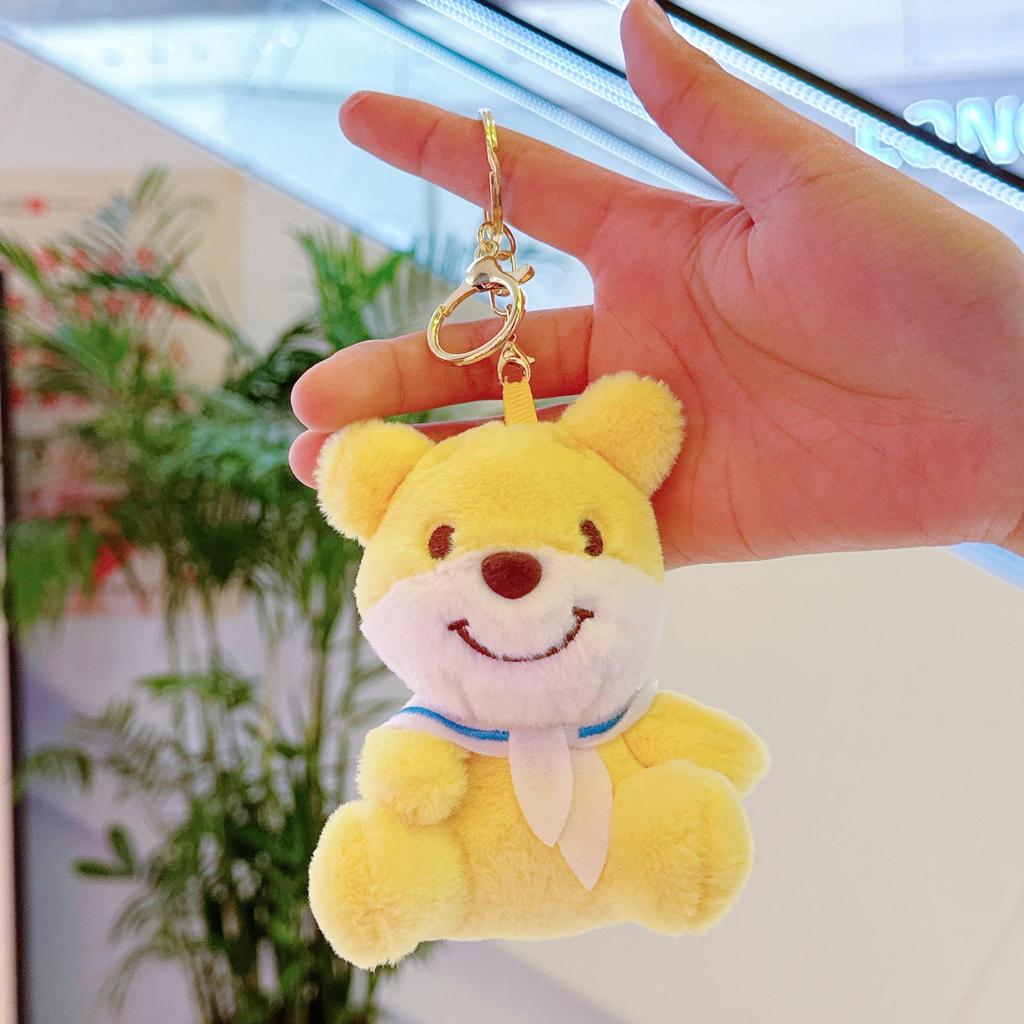 Navy Bear Plush Keychain Charm