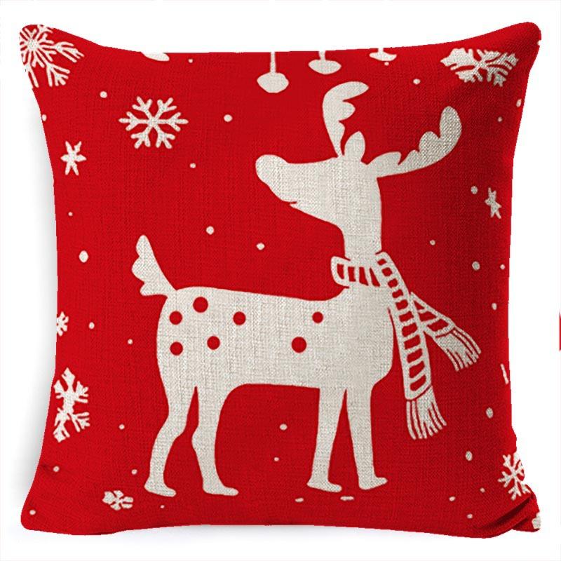 Federa Cuscino di Natale Fiocco di Neve Alce Albero di Natale Stampa Federa Cuscino Stile Nordico