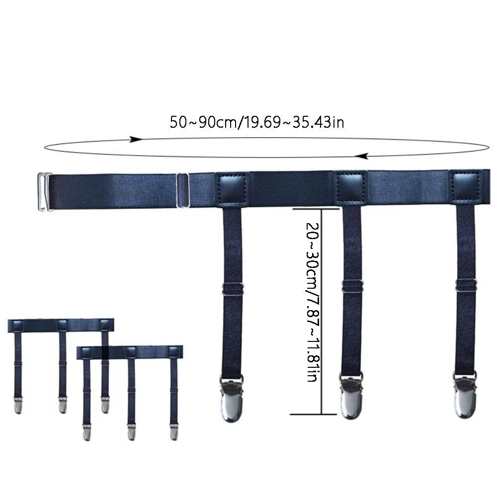 1 Pair Elastic Shirt Holder Stays Three Clip Thigh Suspender Garter Socks Fastener Clip Men Women