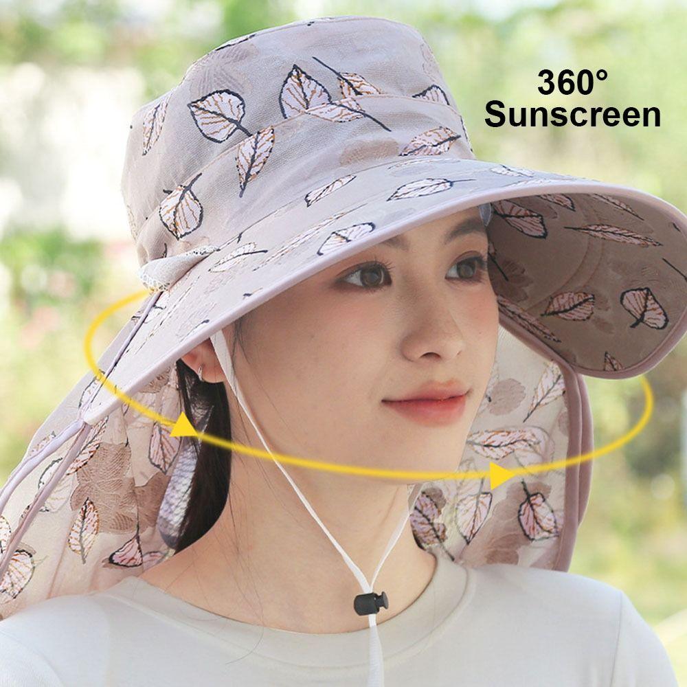 Sunscreen Bucket Hat Wide Brim Ponytail Hats New Tea Picking Cap  Outdoor