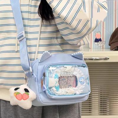 Sac à Bandoulière Ita Oreilles de Chat Mignonnes Filles Bidimensionnelles Mini Sac Bandoulière Transparent Étudiant DIY Affichage Sacs Messagers Anime