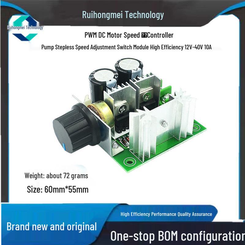 

High-Efficiency PWM DC Motor Speed Controller, 12V-40V, 10A Stepless Adjustment Switch
