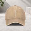 Faith Cross Washed Cotton Baseball Cap Adjustable Sun Protection Casual Outdoor Baseball Hat