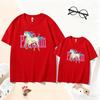 2026 Year of the Horse Family Matching Red T-Shirts - Parent-Child Short-Sleeve Set for New Year