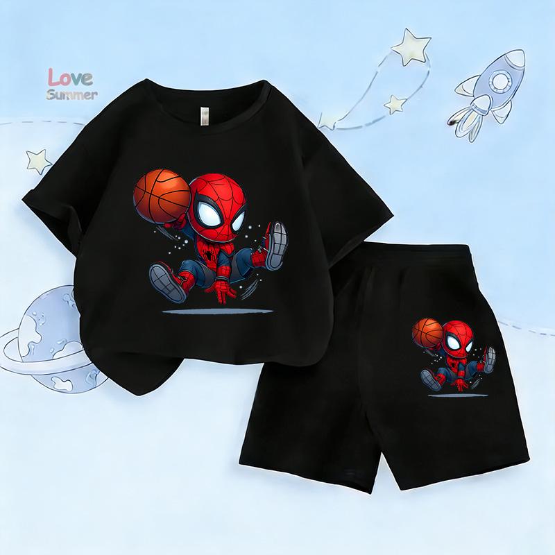 2026 Spring/Summer Spider-ManT-shirt Print Boys t shirt Shorts Sport Two-Piece Kids Set Superhero Set Children's Daily Wear, Perfect for Outdoor
