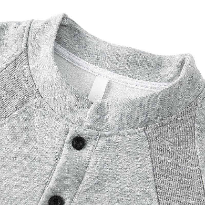 Men Mandarin Collar Henley Short Sleeve T Shirt Casual Loose Fit Summer Top