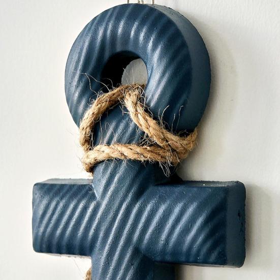 13 Inch Rustic Nautical Wooden Wall Art with Rope Coastal Beach Theme Wall Decor Handcrafted Wall Hanging Ornament for Living Room Bedroom Entryway