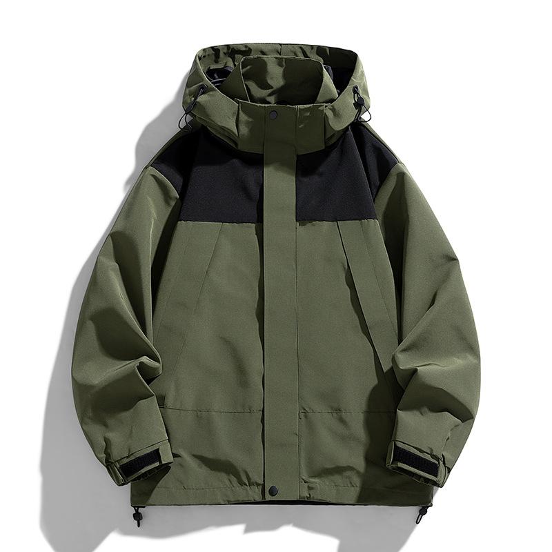 Spring and Autumn New Style Men's Korean Hooded Color Matching Stylish Jacket Tide Couple Loose Large Size Coat