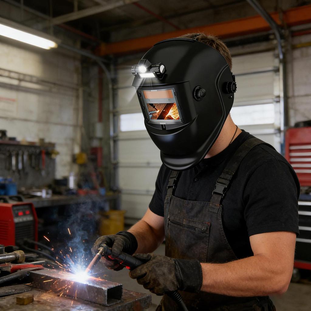 Auto Darkening Welding Helmet Adjustable Head Cover With Light Welder Hood For Garage Job Site Automotive Repair Maintenance