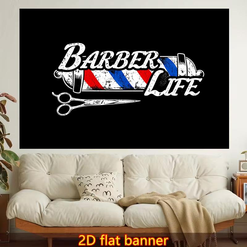 1pc Stylish 2D Flat Printed Wall Tapestry, Barber, Life, Scissors, Colorful Aesthetics, Bedroom Aesthetics, Suitable for Living Room, Bedroom, Office