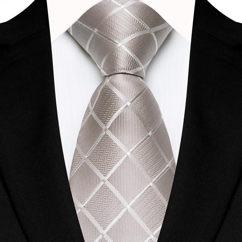 Single Color Plaid & Checks Ties 8CM Groom Jacquard New Mens Necktie  Formal Business
