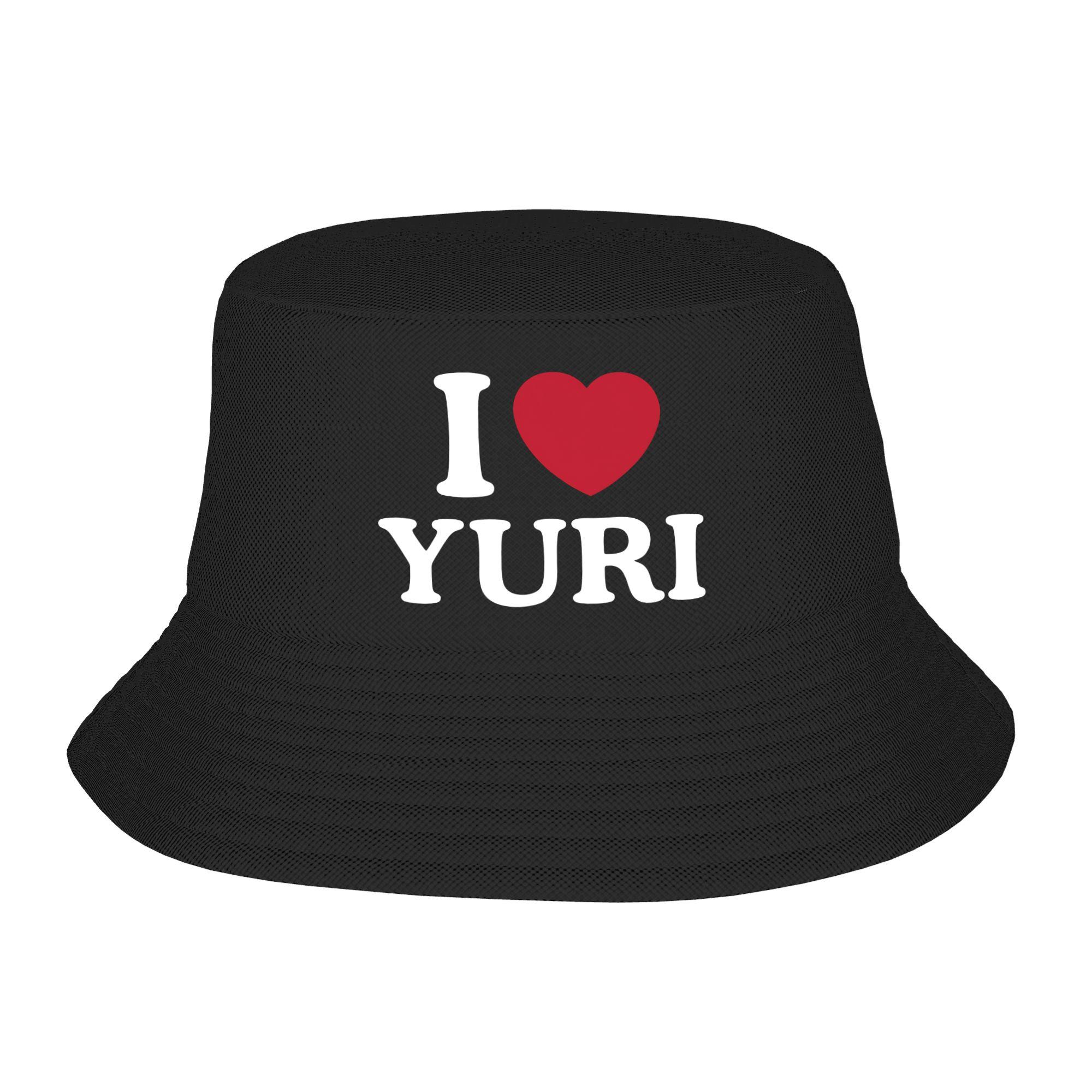 Retro I Love Yuri  Bucket Hat For Couple  FisherUnisex Hats Retro Hunting Caps Personality Hawaii Pattern Sun Hats One Size