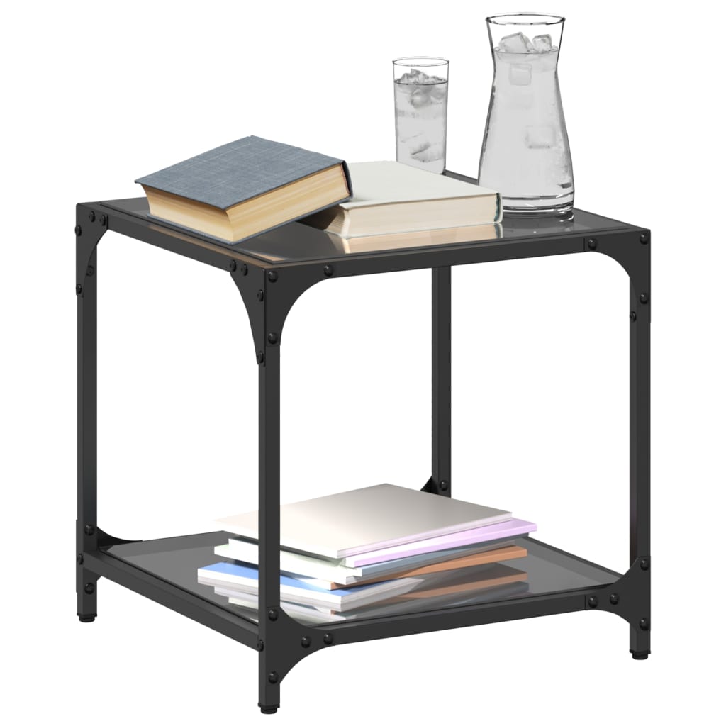 Vidaxl Coffee Tables with Black Glass Top, 2 Pcs, 40X40X40 Cm