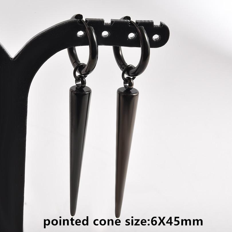 Nicht verblassend Unterschiedliche Länge Spitzkegel Hängeohrringe Edelstahl Runde Creolen für Damen Herren Schmuck Ohrpiercing Geschenk