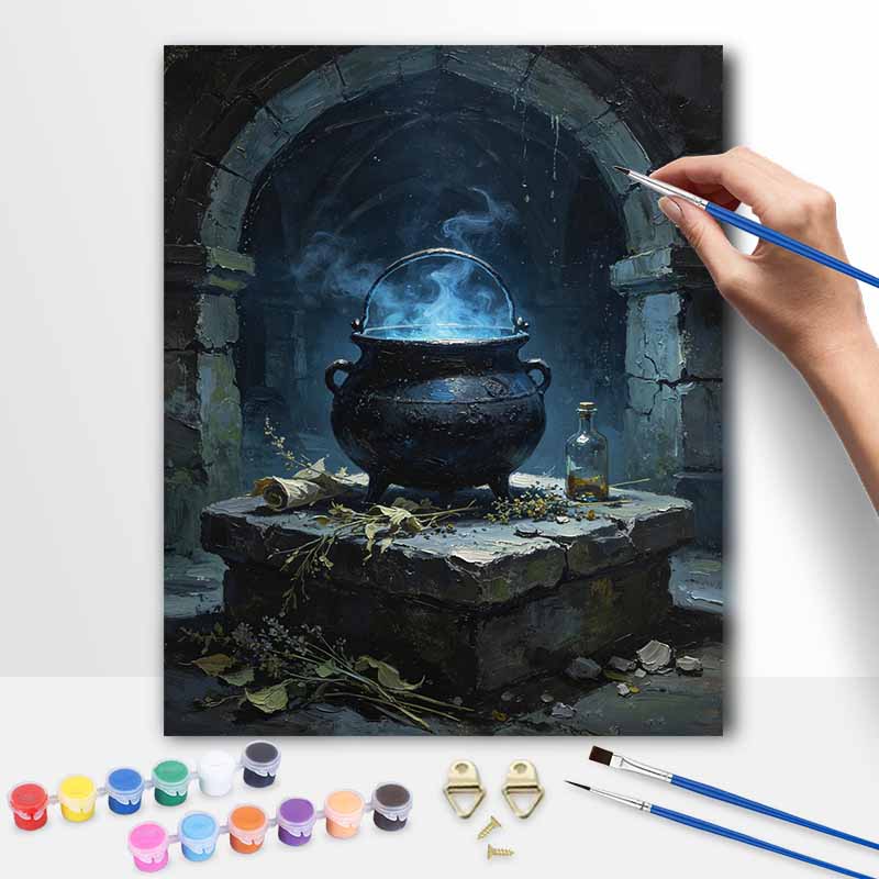 Halloween Magic Cauldron Potion Digital Oil Painting Coloring Painting Hand Painting Home Decoration